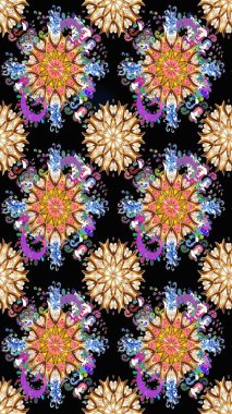 Çiçekli çiçek deseni, suluboya. Raster deseni. Süslü kumaş deseni.