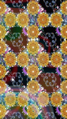 Kahverengi renkte kahverengi papatya deseni. Raster illüstrasyonu. Kahverengi renklerde.