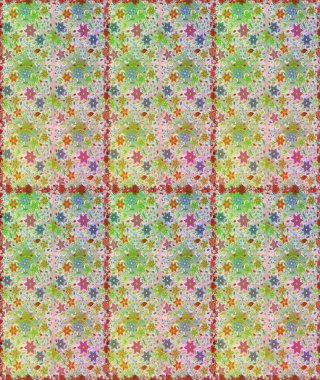 Tarafsız ve yeşil renklerde parlak çiçekli halı deseni.