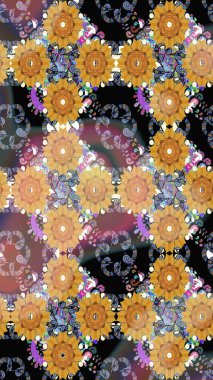 Çiçekli eskiz arkaplanı. Çocuk stili. Renkli Bahar Teması eskiz kalıbı. Düz Çiçek Elementleri Tasarımı.