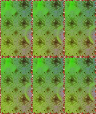 Yeşil ve nötr renklerde yeşil ve nötr papatyalar deseni. Raster illüstrasyonu. Yeşil ve nötr renklerde.