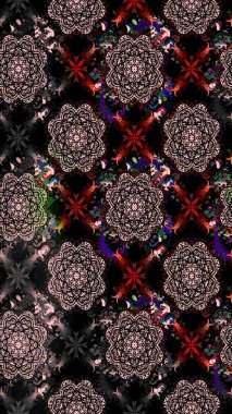 Soyut çiçek çizim kalıbı arka planı. Raster deseni. Raster illüstrasyonu. Siyah renklerde. Küçük çiçekte sevimli çiçek deseni var..