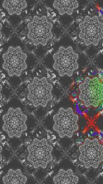 Gri renkli etnik çiçekli zarif eskiz deseni. Raster Çiçek İllüstrasyon Şirin Tekstil.