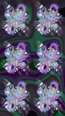 Raster illüstrasyonu. Renkli Bahar Teması eskiz kalıbı. Chichi 'nin kumaş kalıbını çiz. Düz Çiçek Elementleri Tasarımı. Çiçek deseni.