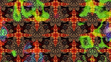 Renkli Bahar Teması eskiz kalıbı. Raster illüstrasyonundaki çiçek desenli çizim. Siyah renkli çiçekler. Düz Çiçek Elementleri Tasarımı.