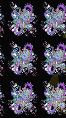 Siyah renkli çiçekler. Renkli Bahar temalı eskiz kalıbı. Düz Çiçek Elementleri Tasarım Raster illüstrasyonu. Çiçekli çiçek deseni, suluboya..