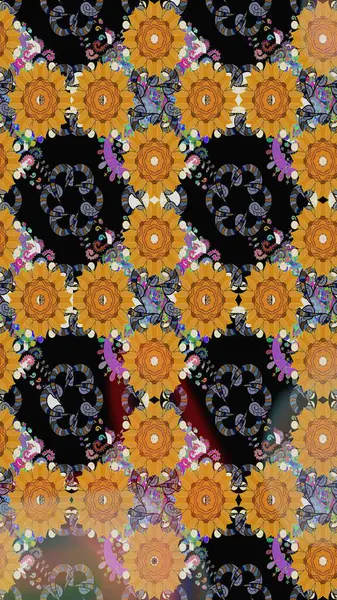 Çizim çiçek deseni duvar kağıdı, web sitesi arka planı, ambalaj kağıdı, davetiye, broşür, afiş veya web sitesi için kullanılabilir. El çizimi Raster çizimi. Parlak elementlerin.