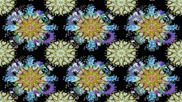 Motley illüstrasyonu. Küçük çiçekte güzel bir desen. Moda baskıları için zarif bir şablon. Kusursuz. Küçük renkli çiçekler. Çiçekli bahar çiçekleri.