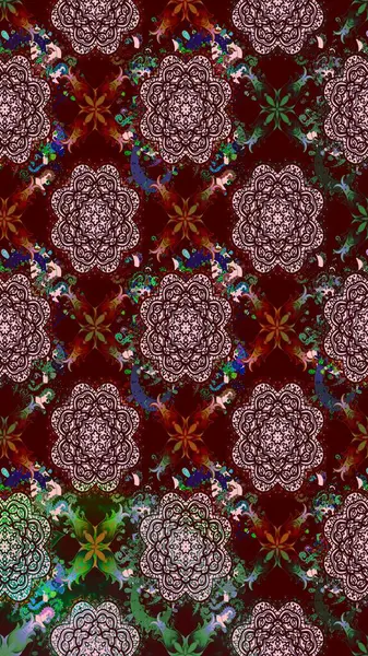 Soyut çiçek çizim kalıbı arka planı. Raster deseni. Raster illüstrasyonu. Kahverengi renklerde. Küçük çiçekte sevimli çiçek deseni var..