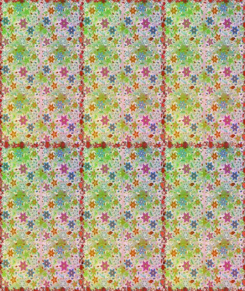 Tarafsız ve yeşil renklerde parlak çiçekli halı deseni.