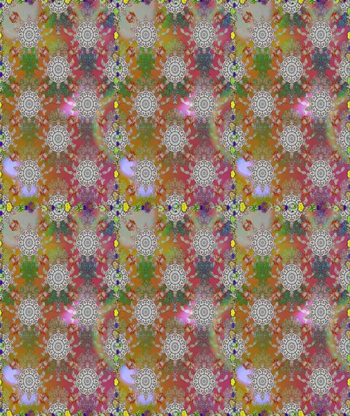 Raster illüstrasyonunda kusursuz çiçek deseni. Suluboya tarzında gri ve kahverengi renkte çiçekler.