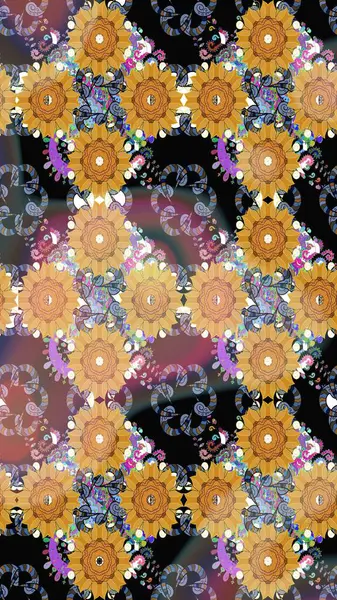 Çiçekli eskiz arkaplanı. Çocuk stili. Renkli Bahar Teması eskiz kalıbı. Düz Çiçek Elementleri Tasarımı.