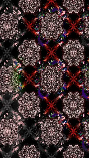 Soyut çiçek çizim kalıbı arka planı. Raster deseni. Raster illüstrasyonu. Siyah renklerde. Küçük çiçekte sevimli çiçek deseni var..