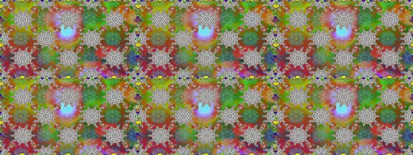 Raster illüstrasyonunda kusursuz çiçek deseni. Yeşil ve gri renkte çiçekler.