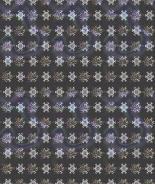 Gri renkli etnik çiçekli zarif eskiz deseni. Asya Tekstil 'inde Raster Çiçek İllüstrasyonu.