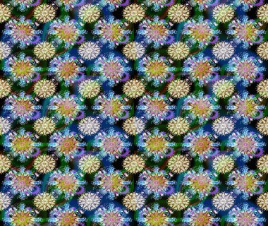 Mavi renkli çiçek desenli çizim. Suluboya tarzında mavi renkte çiçekler.