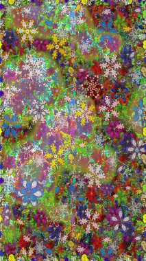 Raster düz çiçekleri pürüzsüz desen. Yeşil renkli çiçekler. Tasarım hediye paketi, tebrik kartları, posterler ve afiş tasarımı.