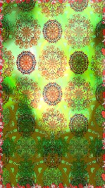 Poster ya da kapak için arka plan. Şirin, zarif çiçekler Raster illüstrasyonu. Yapraklı kusursuz desen. Davetiye ve kartpostal tasarımı için dekoratif çiçek unsurları. Tekstil için figür.