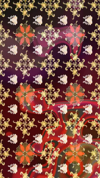 Çiçekli el çizimi çizimi deseni. Modern, kahverengi ve bej renkli duvar kağıdı resimleriyle klasik çizgili, desenli desenli çiçekler, çiçekli süsler..