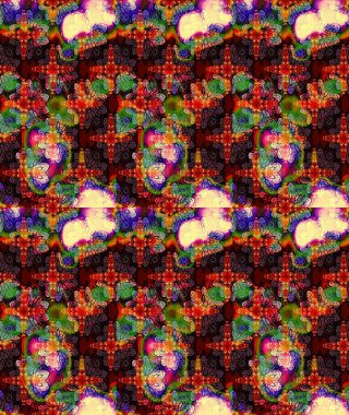 El çizimi çiçekli soyut çizim kalıbı. Kahverengi renkli çiçekler. Raster illüstrasyonu.