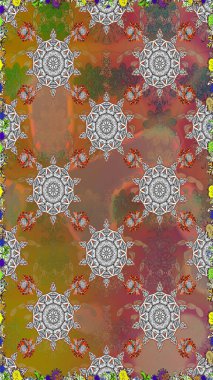 Şirin çiçekli kusursuz desen kahverengi ve gri renklerde yapraklar, suluboya çiçek desenleri, duvar kağıdı, kart ya da kumaş için fayanslar. Raster illüstrasyonu.