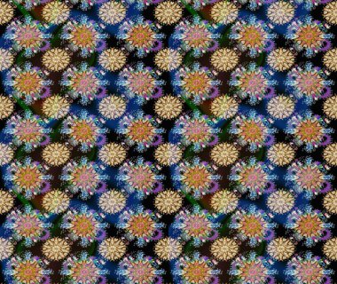 Mavi renkte çiçek desenli çizim, el yapımı papatyalar, papatyalar. Tekrar eden çiçek arkaplanı, zarif mavi çiçek duvar kağıdı.