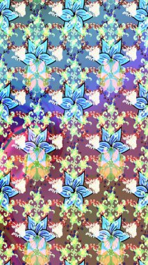 Güzel kumaş deseni. Düz Çiçek Elementleri Tasarımı. Raster illüstrasyonundaki çiçek desenli çizim. Renkli Bahar Teması çizim şablonu.