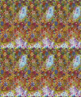 Kahverengi ve yeşil renkli çiçekler. Yumuşak, bahar çiçekli arka plan. Raster çiçek desenli ve çiçekli..