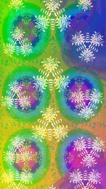 Çiçeksel elementlerle süslenmiş zarif raster dokusu. Parlak çiçekli yeşil renkler üzerine soyut çizim deseni. Küçük çiçekte şirin bir çiçek deseni var..