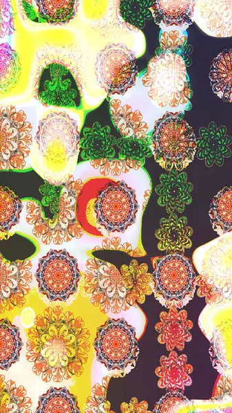 Tarafsız ve kahverengi renkte çiçekler. Renkli Bahar Teması eskiz kalıbı. Raster illüstrasyonundaki çiçek desenli çizim. Düz Çiçek Elementleri Tasarımı.