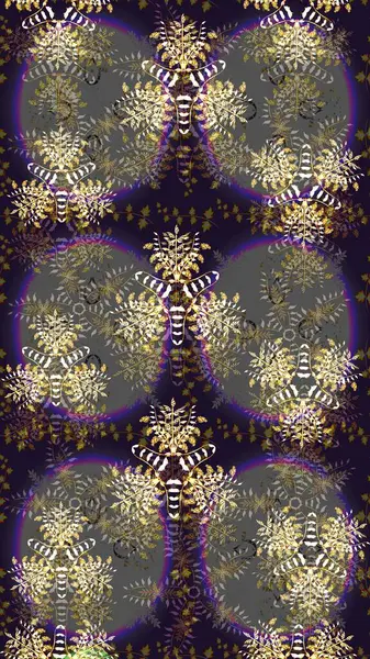 Çiçekli karalama şeklinde Raster çiçek deseni. Gri ve kahverengi renkli çiçekler. Yumuşak, bahar çiçekli arka plan.