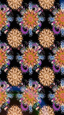 Çizim çiçek deseni duvar kâğıdı olarak kullanılabilir. Siyah renkli çiçekler. Raster illüstrasyonu.