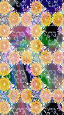 Küçük çiçekteki sevimli çiçek deseni. Raster deseni. Bej renkte, yaz çiçekleri. Raster illüstrasyonu.