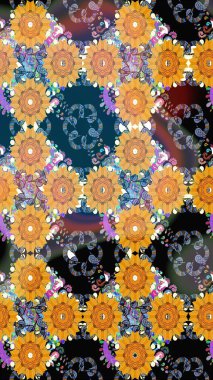 Sevimli çiçek raster deseni. Sarı renkli çiçekler. Renkli Bahar Teması eskiz kalıbı. Düz Çiçek Elementleri Tasarımı.