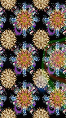 Çiçek buketleriyle klasik bir eskiz şekli. Raster illüstrasyonu. Siyah renklerde.