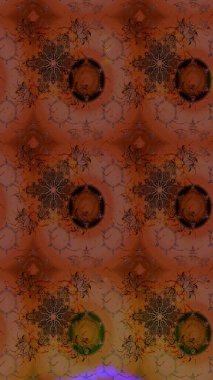 Kahverengi renkli çiçekler. El çizimi çiçekli soyut çizim kalıbı. Raster illüstrasyonu.