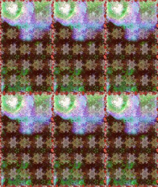 Çiçeksiz desenli arka plan, darbeler, sıçramalar, yaz çiçekleri. Raster illüstrasyonu. Kahverengi renkte çiçekler.