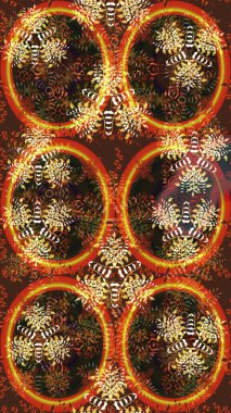 Hediye ambalaj kağıdı, tebrik kartları, posterler ve pankart tasarımı. Kahverengi renkli çiçekler. Raster düz çiçek çizim deseni.