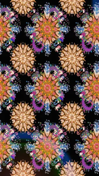 Çizim çiçek deseni duvar kâğıdı olarak kullanılabilir. Siyah renkli çiçekler. Raster illüstrasyonu.