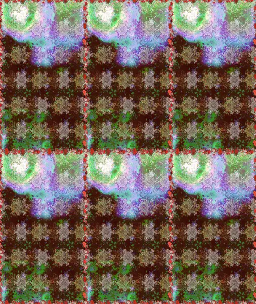 Çiçeksiz desenli arka plan, darbeler, sıçramalar, yaz çiçekleri. Raster illüstrasyonu. Kahverengi renkte çiçekler.