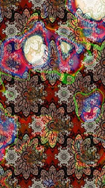 Çizgi çizimi kalıbı. Şirin çiçekler. Raster Moda kumaş deseni.