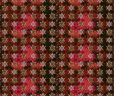 Çiçekli karalama şeklinde Raster çiçek deseni. Yumuşak, yaz çiçekli arka plan. Kahverengi ve kırmızı renkte çiçekler.