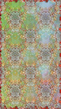 Raster illüstrasyonu. Tarafsız ve gri renklere karalamalar çizen kusursuz çiçek deseni.