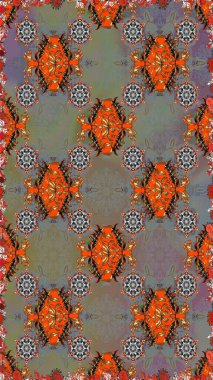 Düz Çiçek Elementleri Tasarımı. Raster illüstrasyonu. Gri ve kahverengi renkte zarif çiçekli suluboya. Renkli Bahar Teması Kusursuz Arkaplan.