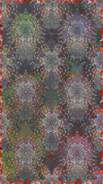 Raster dikişsiz çiçek deseni. Vadinin çiçekleri gri ve kahverengi renklerde.