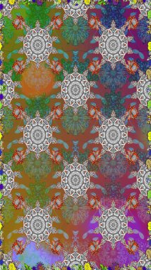 Raster illüstrasyonu. Çiçekler, dallar, bitkiler ve çiçekler. El çizimi. Güzel kumaş deseni.