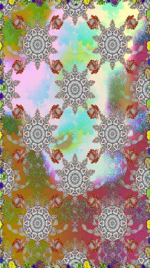 Sevimli çiçek raster deseni. Renkli Yaz Temalı Kusursuz Arkaplan. Modaya uygun kumaş deseni. Düz Çiçek Elementleri Tasarımı.