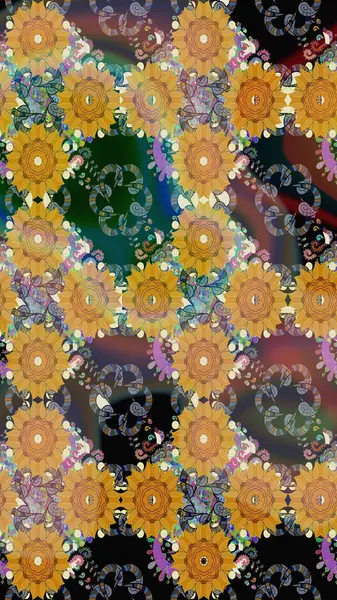 Raster düz çiçek çizim deseni. Hediye ambalaj kağıdı, tebrik kartları, posterler ve pankart tasarımı. Kahverengi renkte çiçekler.