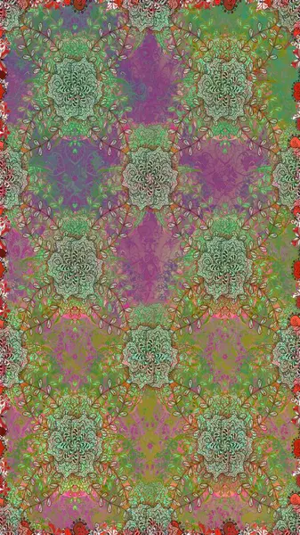 Tişörtsüz arka plan deseni. Tropik çiçekler. Yeşil ve nötr renkte çiçekler.