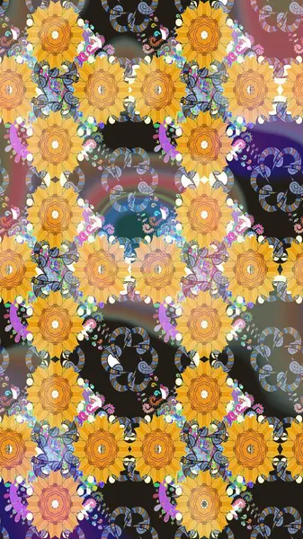 Küçük çiçekteki sevimli çiçek deseni. Raster illüstrasyonu. Tony 'nin kumaş kalıbını çiz. Modaya uygun kumaş deseni.